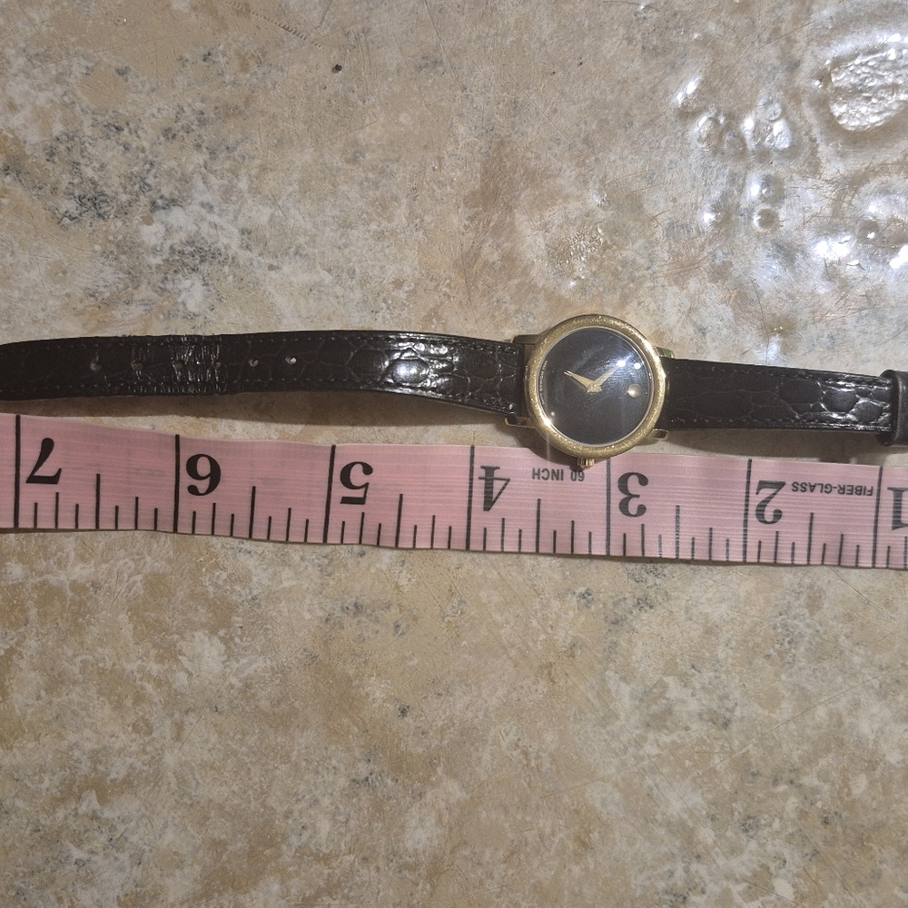 Vintage Movado Museum Classic Black and Gold Women's Watch - Picture 10 of 16